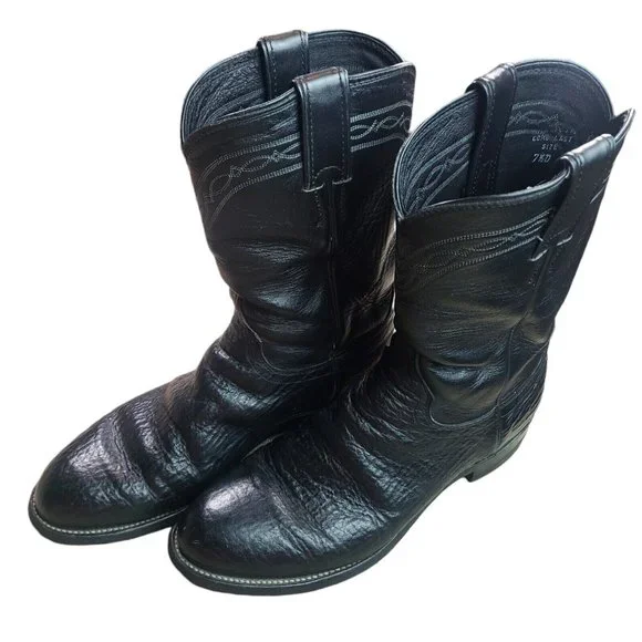 Justin Boots | Shoes | Vtg Justin Black Shark Cowboy Boots M  display picture 3